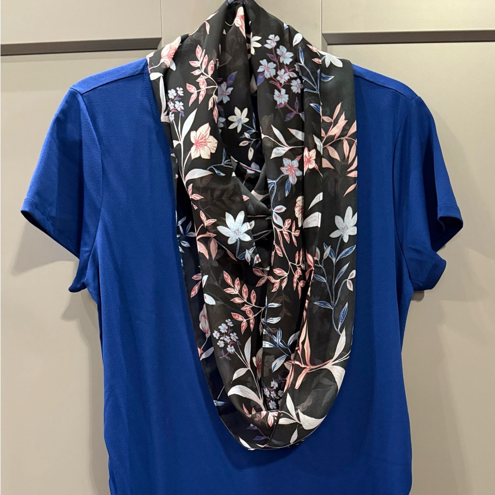 Elle Black and Pink Floral Scarf